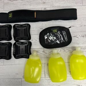 Amphipod AirFlow Hydration Belt Running Hiking 4 Clips, 3 Water Bottles & Pouch